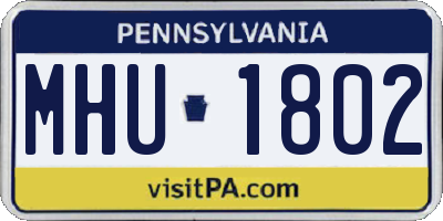 PA license plate MHU1802