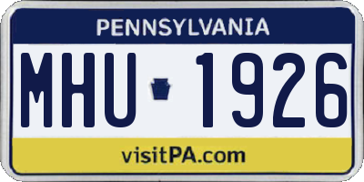 PA license plate MHU1926
