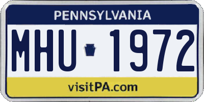 PA license plate MHU1972