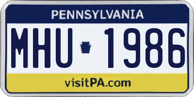 PA license plate MHU1986
