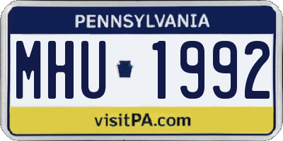 PA license plate MHU1992