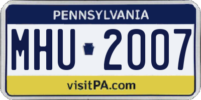 PA license plate MHU2007
