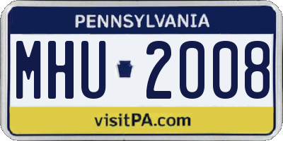 PA license plate MHU2008