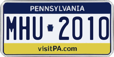 PA license plate MHU2010