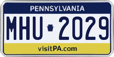 PA license plate MHU2029