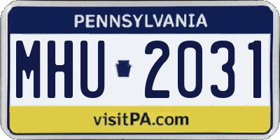 PA license plate MHU2031