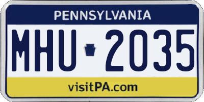 PA license plate MHU2035