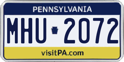 PA license plate MHU2072