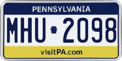 PA license plate MHU2098
