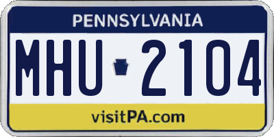PA license plate MHU2104