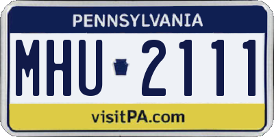 PA license plate MHU2111
