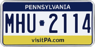 PA license plate MHU2114
