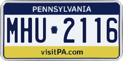 PA license plate MHU2116