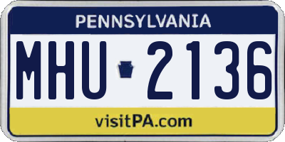PA license plate MHU2136