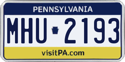 PA license plate MHU2193