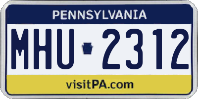 PA license plate MHU2312