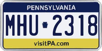 PA license plate MHU2318