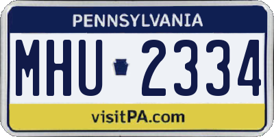 PA license plate MHU2334