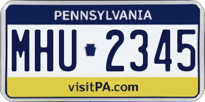 PA license plate MHU2345