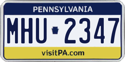 PA license plate MHU2347