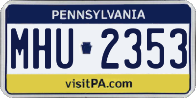 PA license plate MHU2353