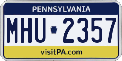 PA license plate MHU2357