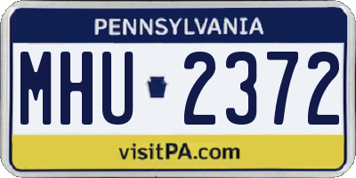 PA license plate MHU2372