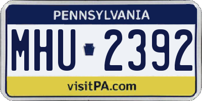 PA license plate MHU2392