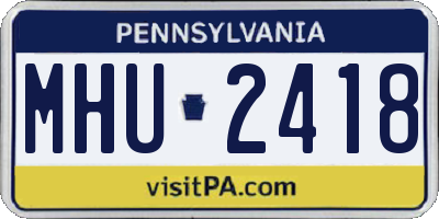 PA license plate MHU2418