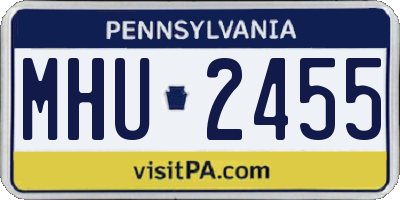 PA license plate MHU2455