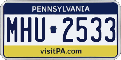 PA license plate MHU2533