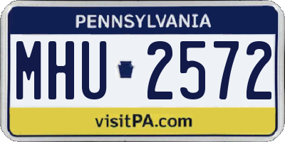 PA license plate MHU2572