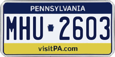 PA license plate MHU2603