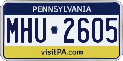 PA license plate MHU2605