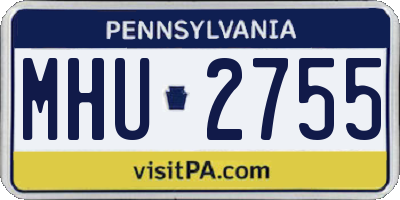 PA license plate MHU2755