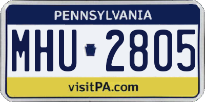 PA license plate MHU2805