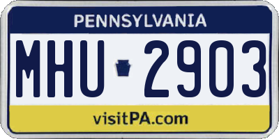 PA license plate MHU2903