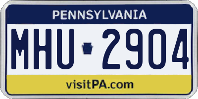 PA license plate MHU2904
