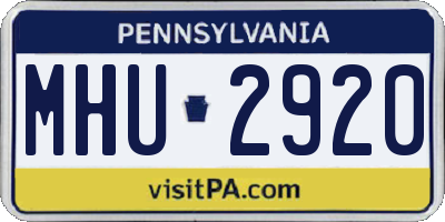 PA license plate MHU2920