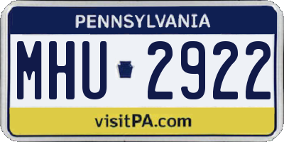 PA license plate MHU2922