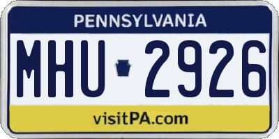 PA license plate MHU2926