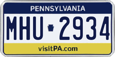 PA license plate MHU2934