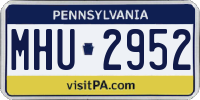 PA license plate MHU2952