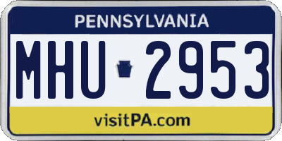 PA license plate MHU2953
