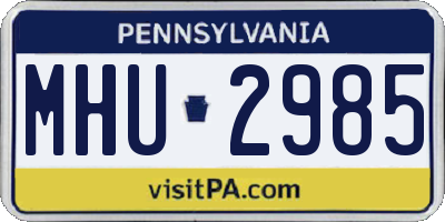 PA license plate MHU2985