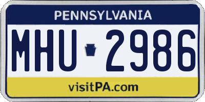 PA license plate MHU2986