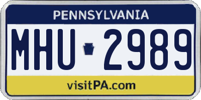 PA license plate MHU2989