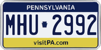 PA license plate MHU2992