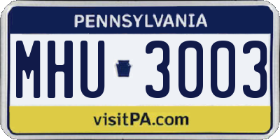 PA license plate MHU3003
