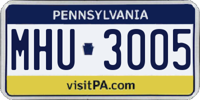 PA license plate MHU3005